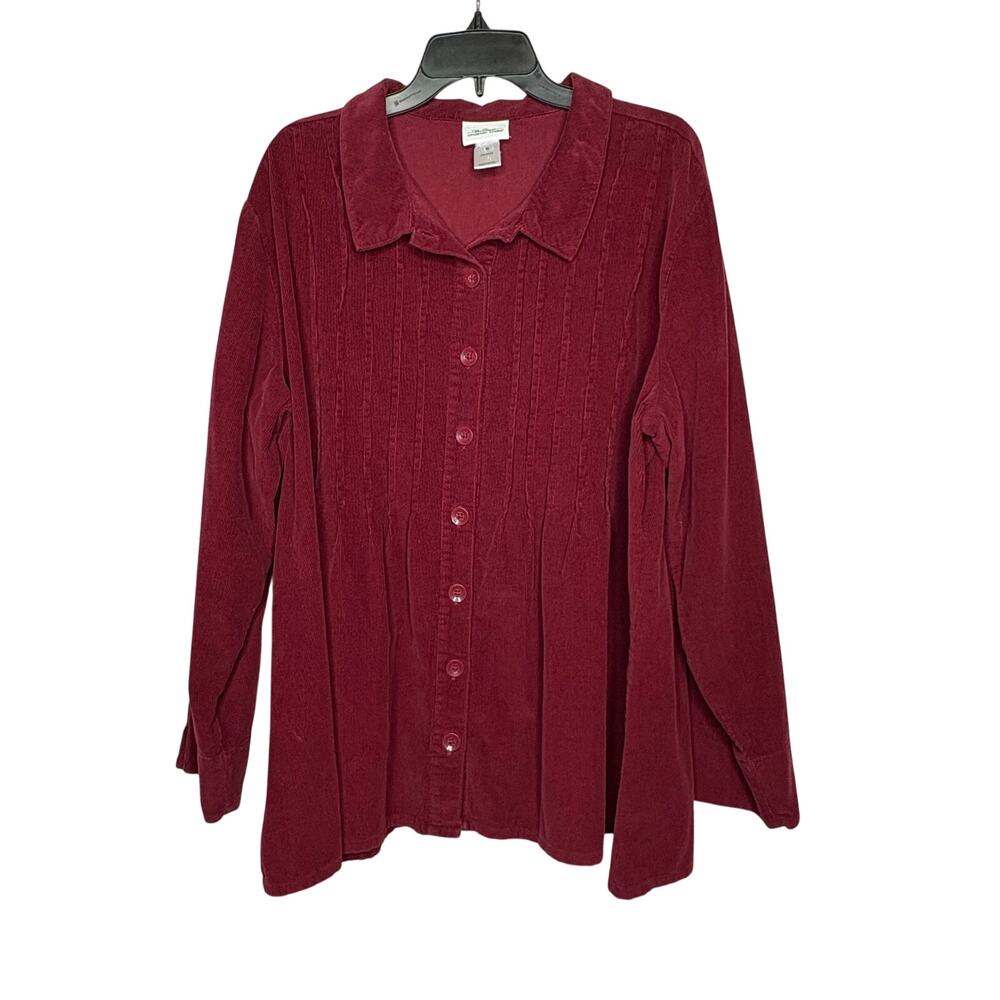 The Vermont Country Store Pinwale Burgundy Corduroy Cotton Button Shirt Size 2X